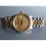 A Gent's Rolex Oyster Datejust in Gold and Steel Case, running