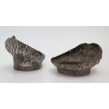 A Pair of Victorian White Metal Equestrian Trophy Mounts in the form of hooves, engraved 'MARABOUT