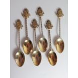 A Set of Six Silver Gilt Carabiners Hampshire Yeomanry Teaspoons