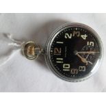 A WWII Waltham Military Keyless Pocket Watch, running