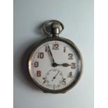 A George V Silver Cased Open Dial Keyless Pocket Watch with subsidiary seconds dial, Birmingham