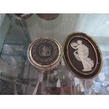 A Silver Gilt Mounted Hinged Box Chester 1906 with Wedgwood Roundel and Wedgwood Plaque in frame,