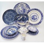 A Small Collection of 19th and 20th century blue and white ware