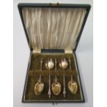 A Set of Five Chinese Silver and Gilt Tea Spoons