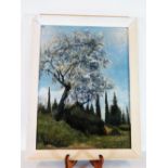 Patricia Fishwick 1976, Tree scene, oil on board, 60 x 45 cm, framed