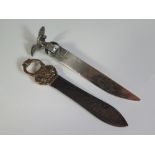A Nineteenth Century French Steel Bladed Page Cutter and Silver Example with Eagle Finial