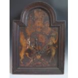 An Armorial Crest dated 1680 and painted on wooden plaque