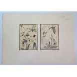 A Pair of Japanese Hokusai Manga Wood Block Prints of Insects