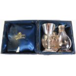 George VI Silver Traveling Personal Communion Set in case consisting of chalice, paten, and wine