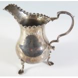 A George III Silver Creamer, London 1772, makers mark rubbed, 9.5 cm, 77 g