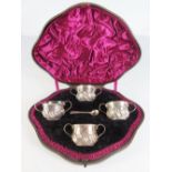 A Victorian Cased Set of Four Silver Salts, London 1888, JATS