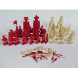 A Chinese Stained Bone Chess Set