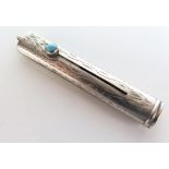 A George V Silver and Turquoise Mounted Propelling Pencil Holder, Birmingham 1912, THV