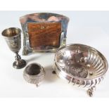 A Continental Silver Bowl with inset Carolus III coin and other oddments