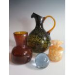 A Collection of Art Glass including Boda, jug 28 cm