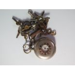 Silver Cased Pocket Watch and keys