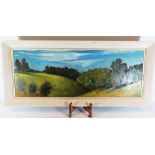 Alan Bartlett 1969, Rolling Landscape, oil on board, 90 x 33 cm, framed