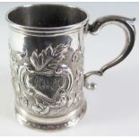 A George II Silver Mug with repousse foliate work, Newcastle 1756, Langlans & Goodriche, 174 g