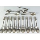 Edward VII Silver Royal Guernsey Militia Tea Spoons, Sheffield 1908 and 1909 and other silver, 358g
