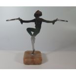 An Art Deco Chrome Profile Figure of a Dancer, 21 cm