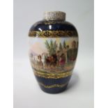A Dresden Porcelain Vase decorated with continuous scene, 31 cm high