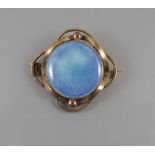 A Ruskin Pottery Roundel Brooch, roundel 23 mm