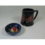 A Moorcroft Pin Dish and damaged mug