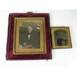 A Daguerreotype portrait of a gentleman and an ambrotype portrait of a boy