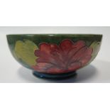 A William Moorcroft Hibiscus Decorated Bowl 20 cm diam. and a William Moorcroft Hibiscus Decorated