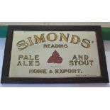 An Original Simonds Reading Pale Ales and Stout Advertising Mirror, 77 x 46 cm to edge of frame