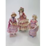 Royal Doulton Grizel HN1629, Greta HN1486 and one other damaged