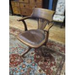 An Early Twentieth Century Beech Swivel Office Chair