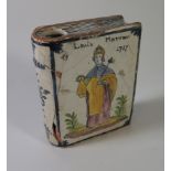 A Named and Dated Faience Hand Warmer _ Louis Moreau 1787, faults