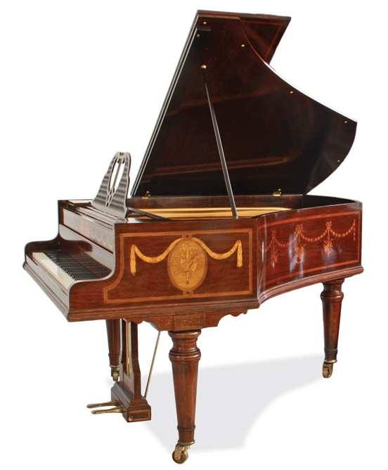 Broadwood  (c1903)
A 5ft 6in grand piano in a banded rosewood case with a lyre music stand,