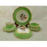 An H & R Daniel porcelain muffin dish and cover, First Gadroon shape with light green border and