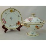 An H & R Daniel porcelain cream bowl, cover and stand, First Gadroon shape, with vine and fruit