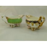 Two H & R Daniel porcelain cream jugs, Second Gadroon shape, with covered acanthus leaf spout, and
