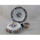 An H & R Daniel porcelain muffin dish and cover, possibly Plain Edge shape, decorated in the Imari