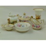 A collection of 19th century English miniature porcelain items comprised of a matching teacup, slops