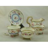 An H & R  Daniel porcelain cream jug, C-Scroll shape, 12cm high and a matching teacup and saucer all