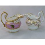 Two H & R Daniel porcelain cream jugs, First Gadroon shape, with scroll handle and panelled body,