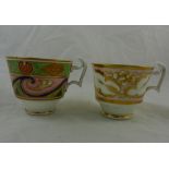 Two Swansea porcelain coffee cups, one with red printed factory mark, 7cm high - Part of a private