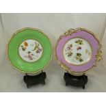 An H & R Daniel porcelain dessert plate, second gadroon shape, variation B, with pink border and