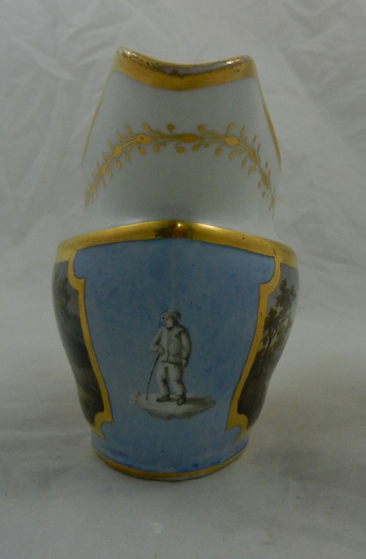 Two late 18th/early 19th century porcelain milk jugs, the first decorated with hand painted rural - Image 16 of 18