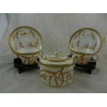 A Victorian porcelain part tea service with impressed 'AYNSLEY'S' mark to the base of the saucers