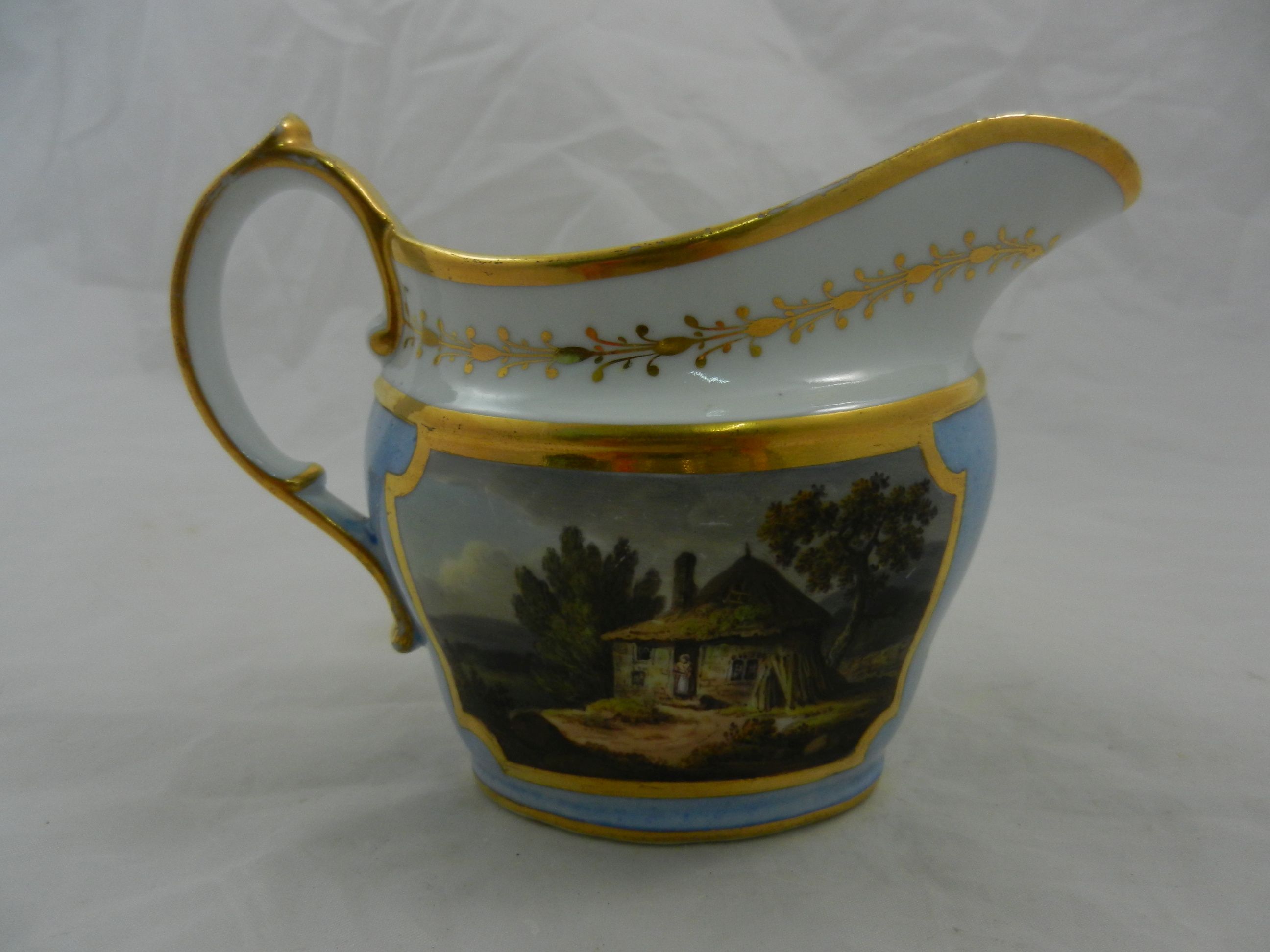 Two late 18th/early 19th century porcelain milk jugs, the first decorated with hand painted rural - Image 13 of 18