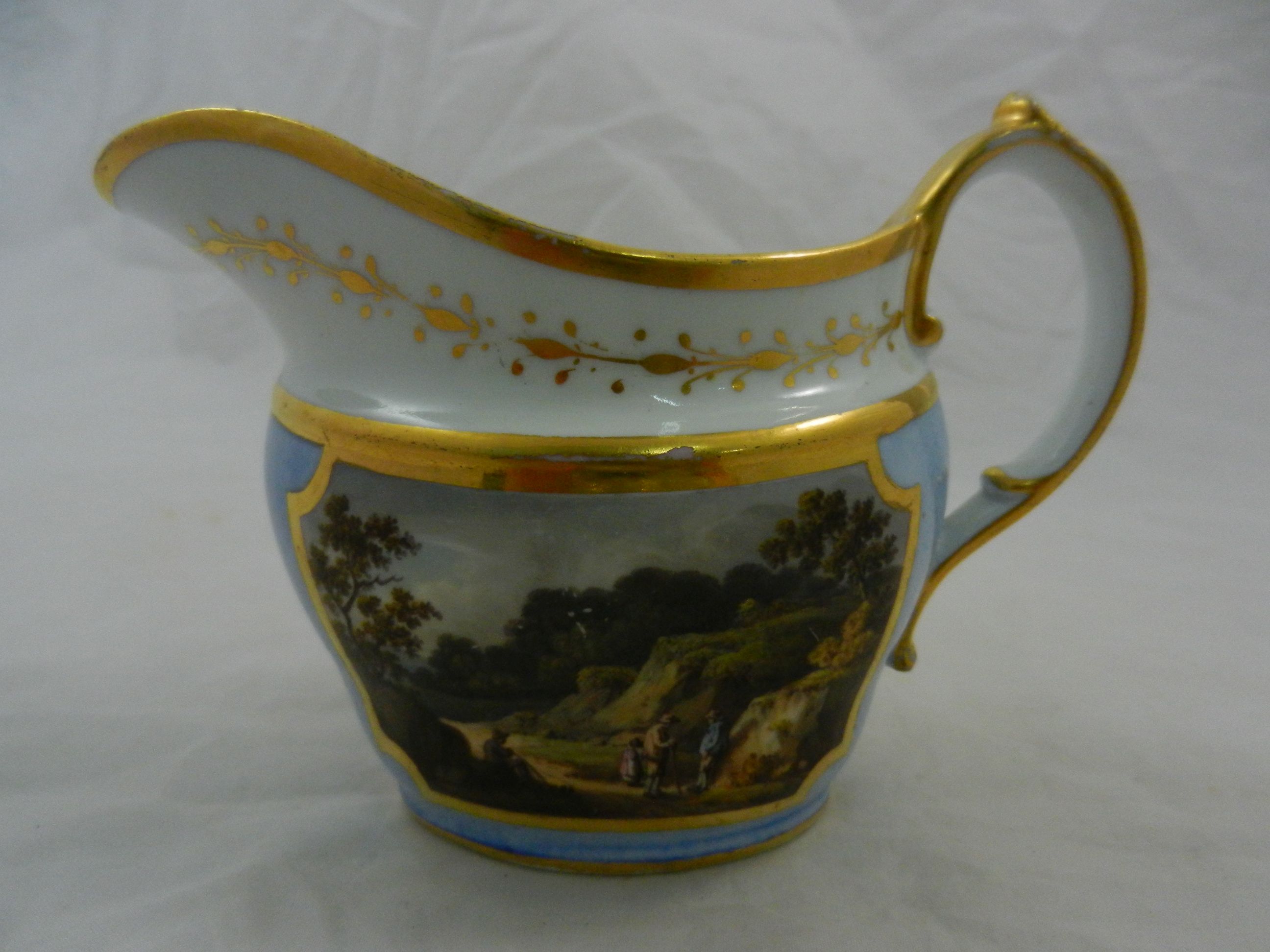 Two late 18th/early 19th century porcelain milk jugs, the first decorated with hand painted rural - Image 18 of 18