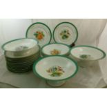 A Continental porcelain fruit service comprised fo twelve plates,