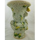 An English Schneeballen style porcelain baluster vase,