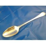 A large Edwardian silver heavy gauge basting spoon Sheffield 1908 by Atkin Bros., 30.9cm long, 5.